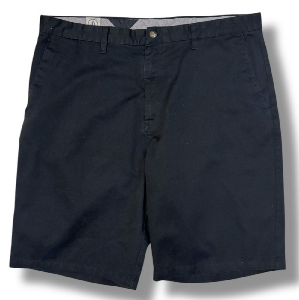 VOLCOM Black Flat Front Fricken Chino Shorts